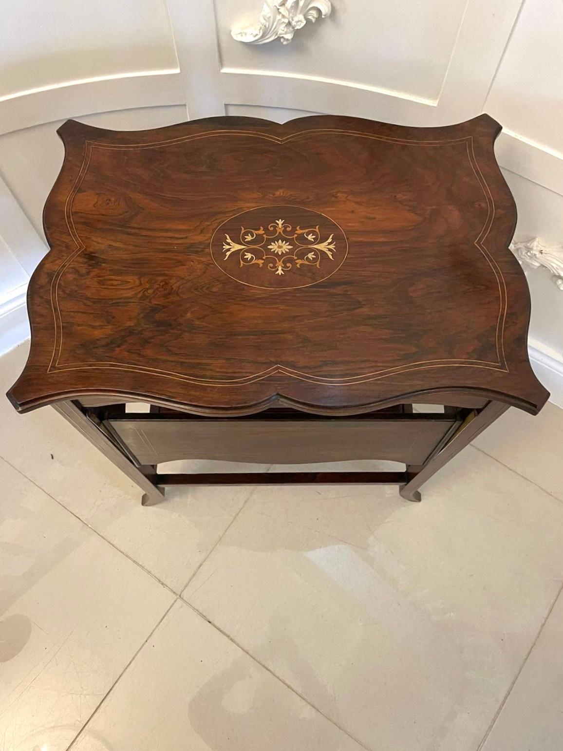 Unusual Antique Edwardian Inlaid Rosewood Centre/Side Table  For Sale 6