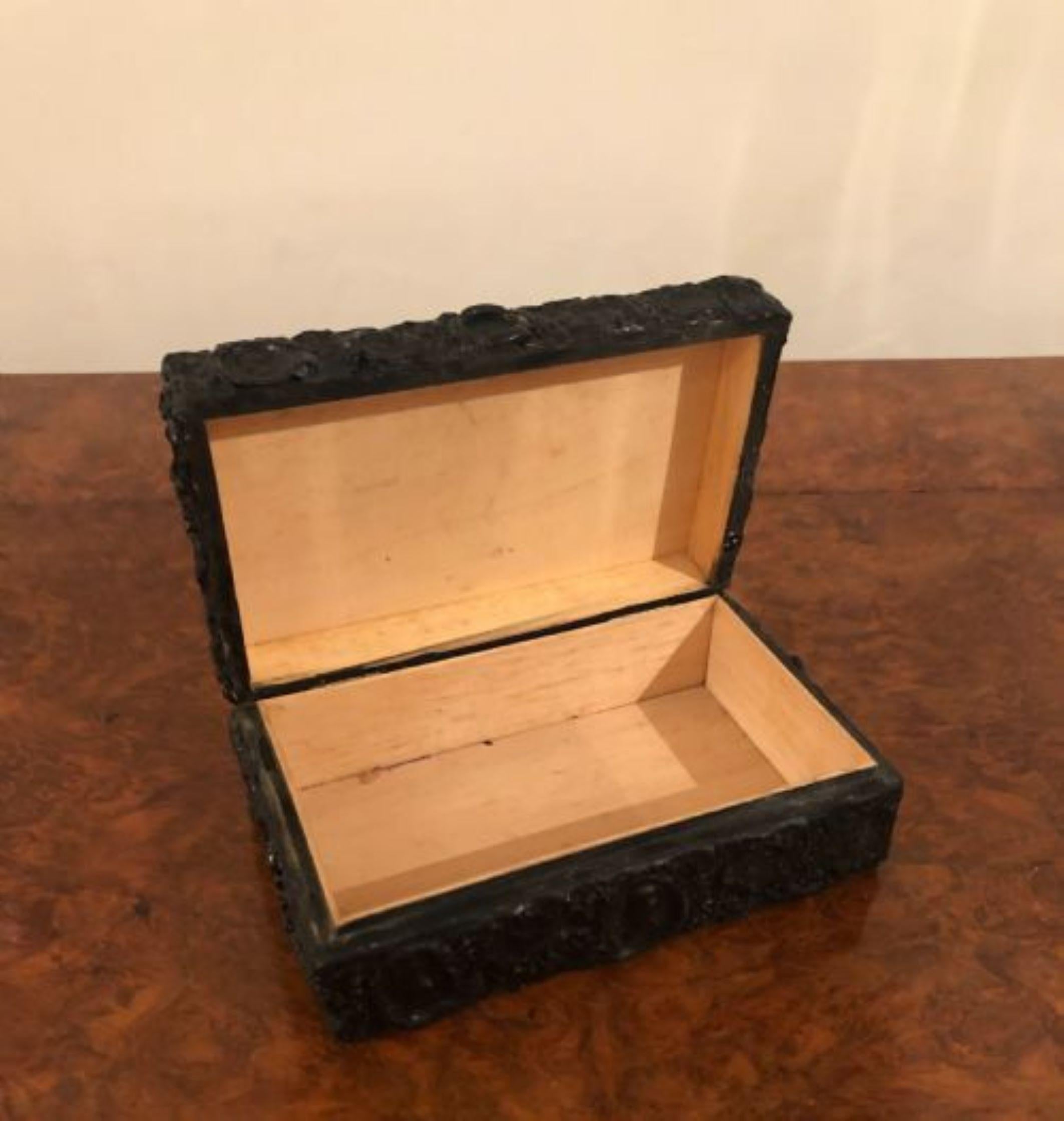 20th Century Unusual Antique Edwardian Ornate Black Lacquered Jewellery Box For Sale