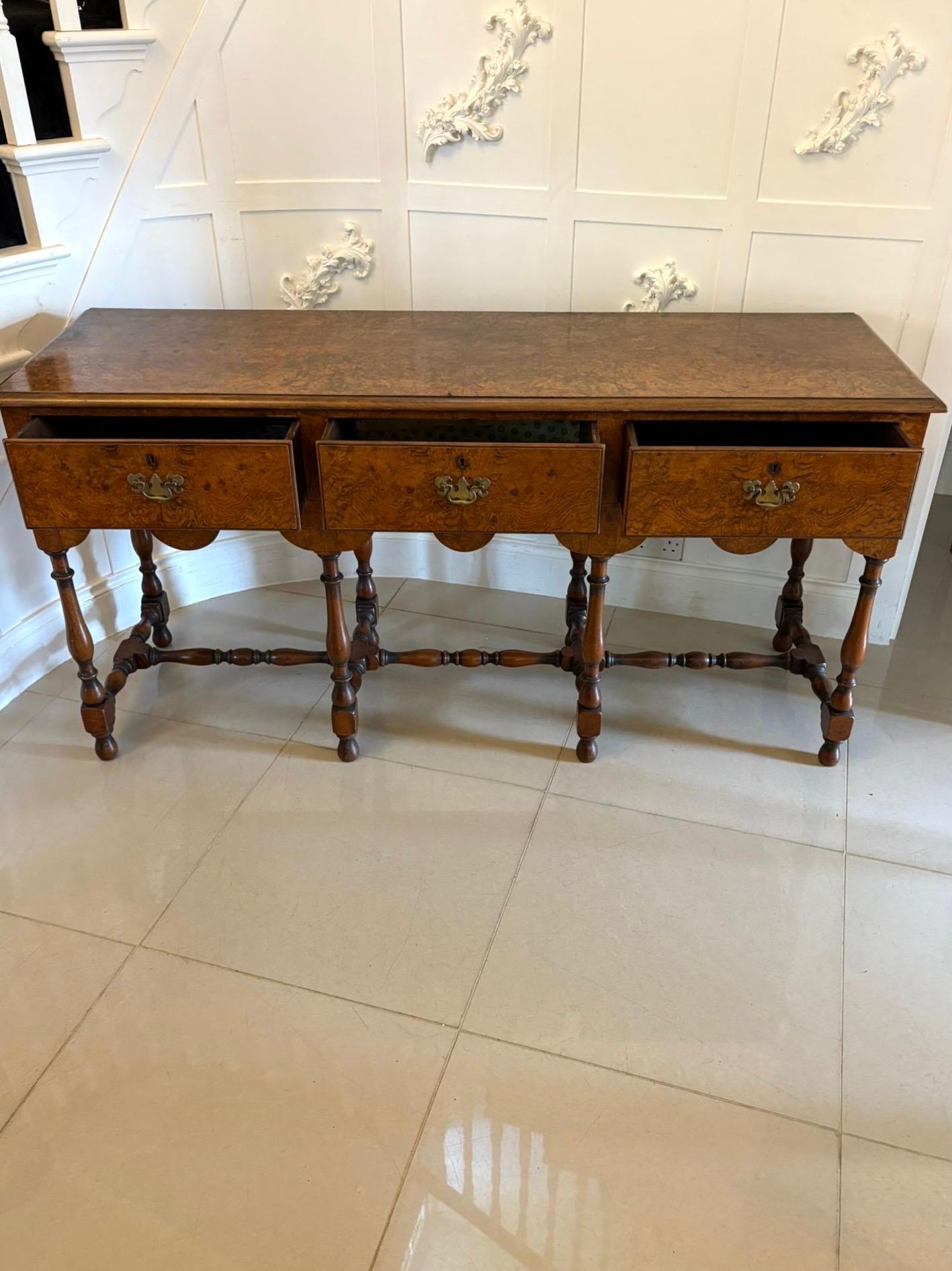 Unusual Antique Edwardian Quality Burr Walnut Dresser Base For Sale 6