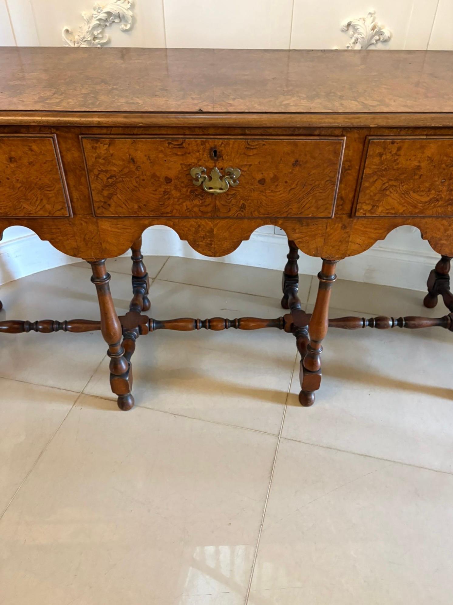 20th Century Unusual Antique Edwardian Quality Burr Walnut Dresser Base For Sale