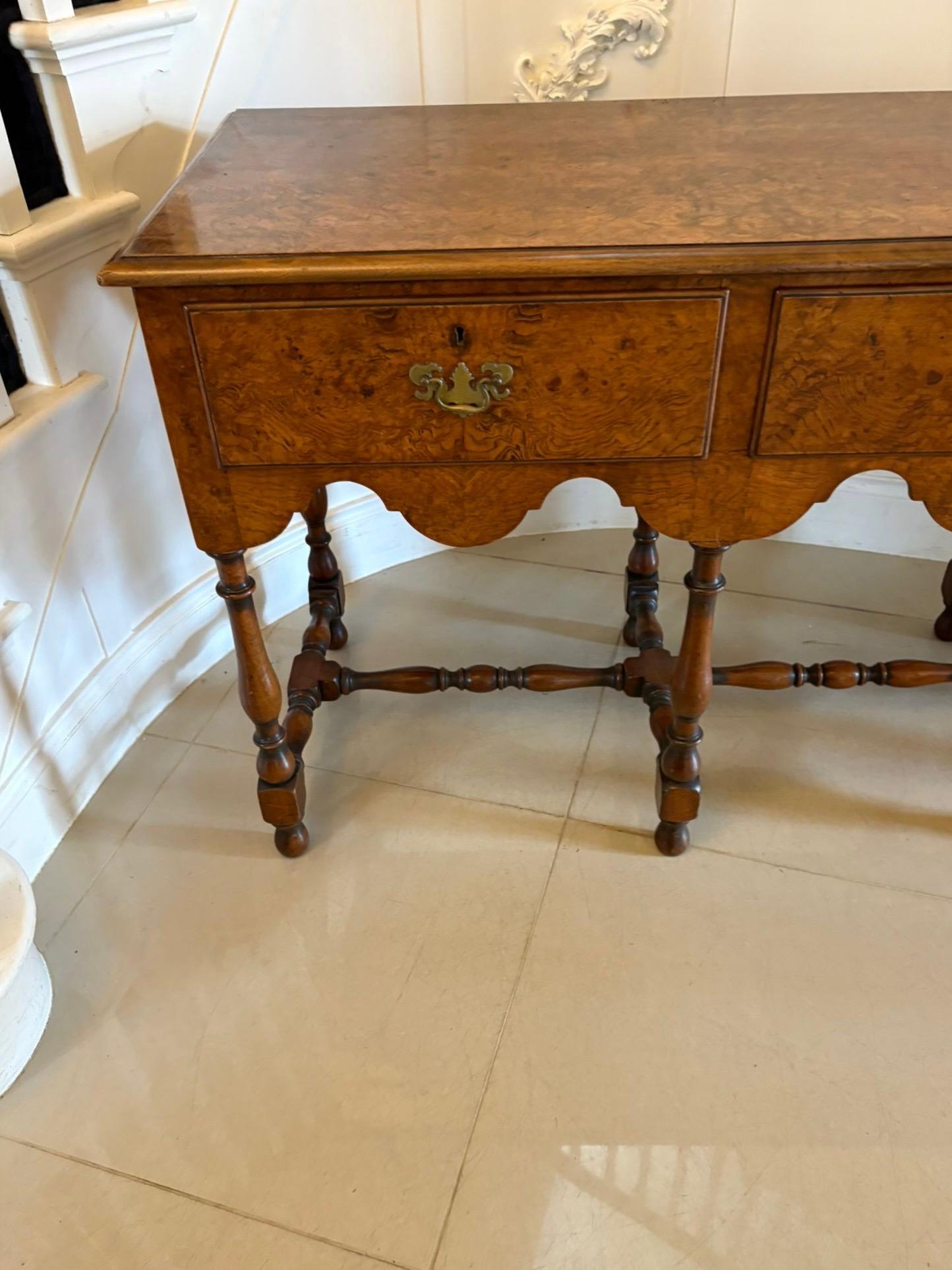 Unusual Antique Edwardian Quality Burr Walnut Dresser Base For Sale 2