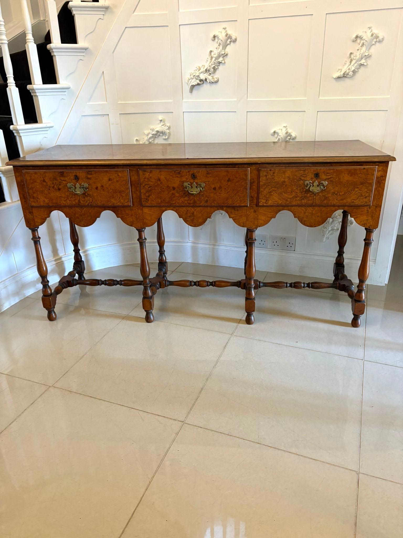 Unusual Antique Edwardian Quality Burr Walnut Dresser Base For Sale 4