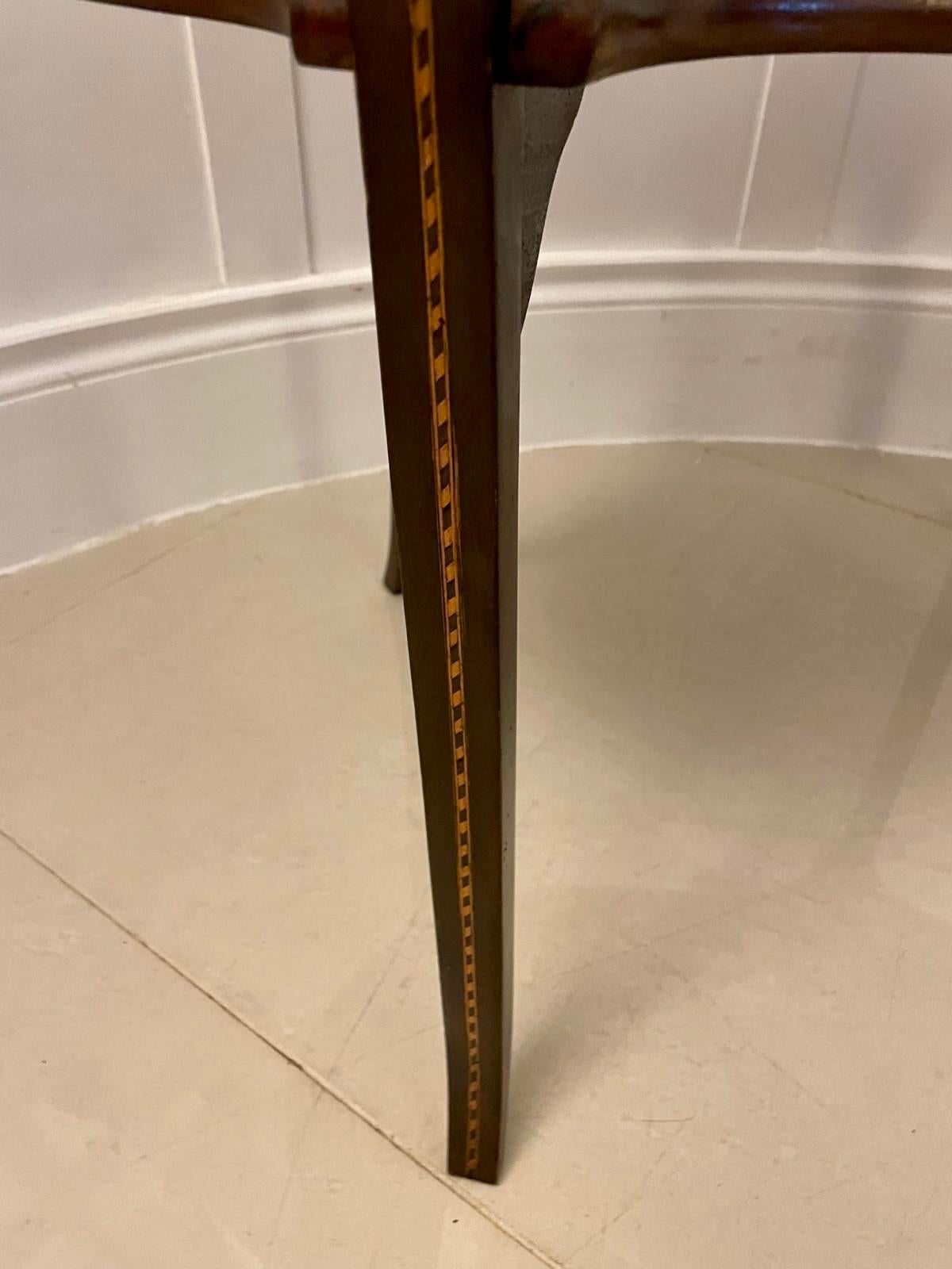 Unusual Antique Edwardian Quality Mahogany Inlaid Lamp Table For Sale 9