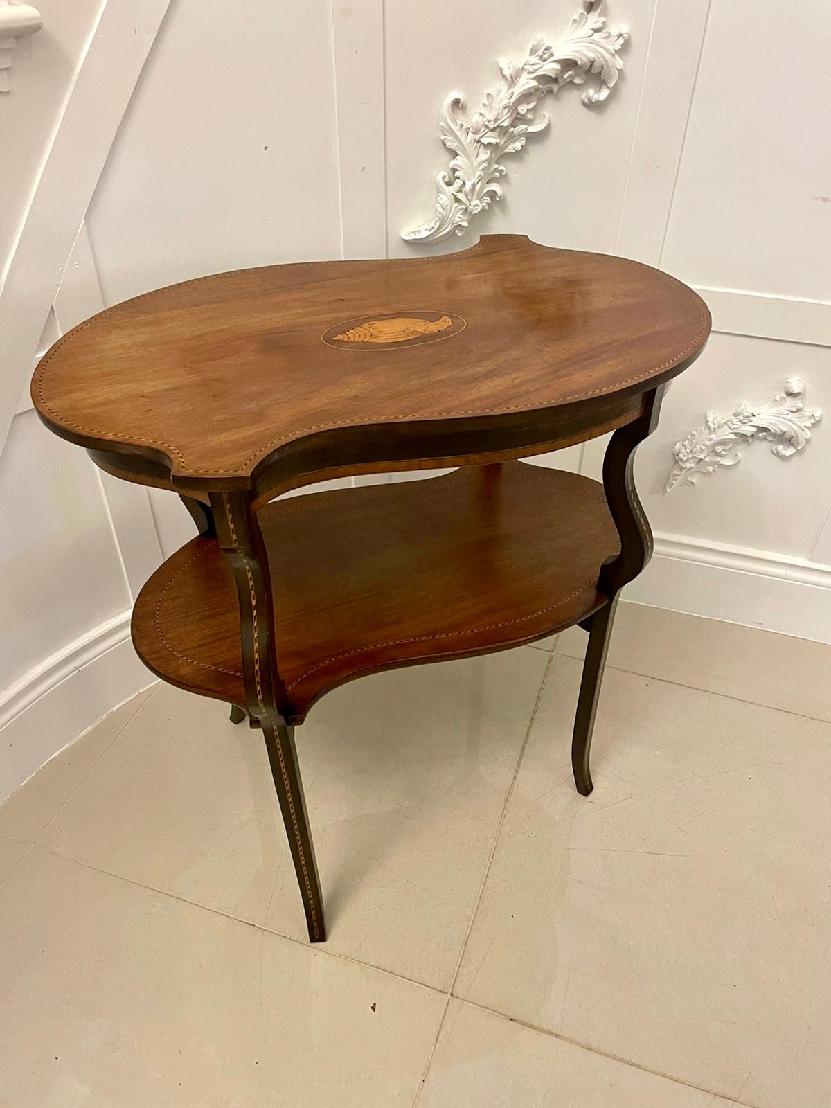 Insólita mesa de lámpara antigua de caoba con incrustaciones de calidad eduardiana Inglés en venta