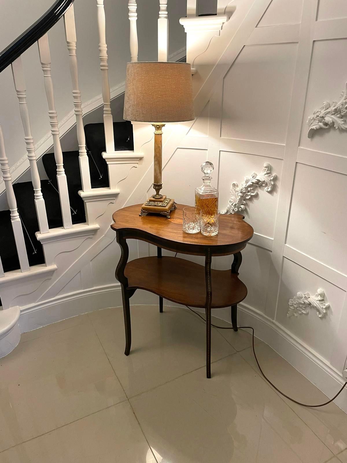 Unusual Antique Edwardian Quality Mahogany Inlaid Lamp Table In Good Condition For Sale In Suffolk, GB