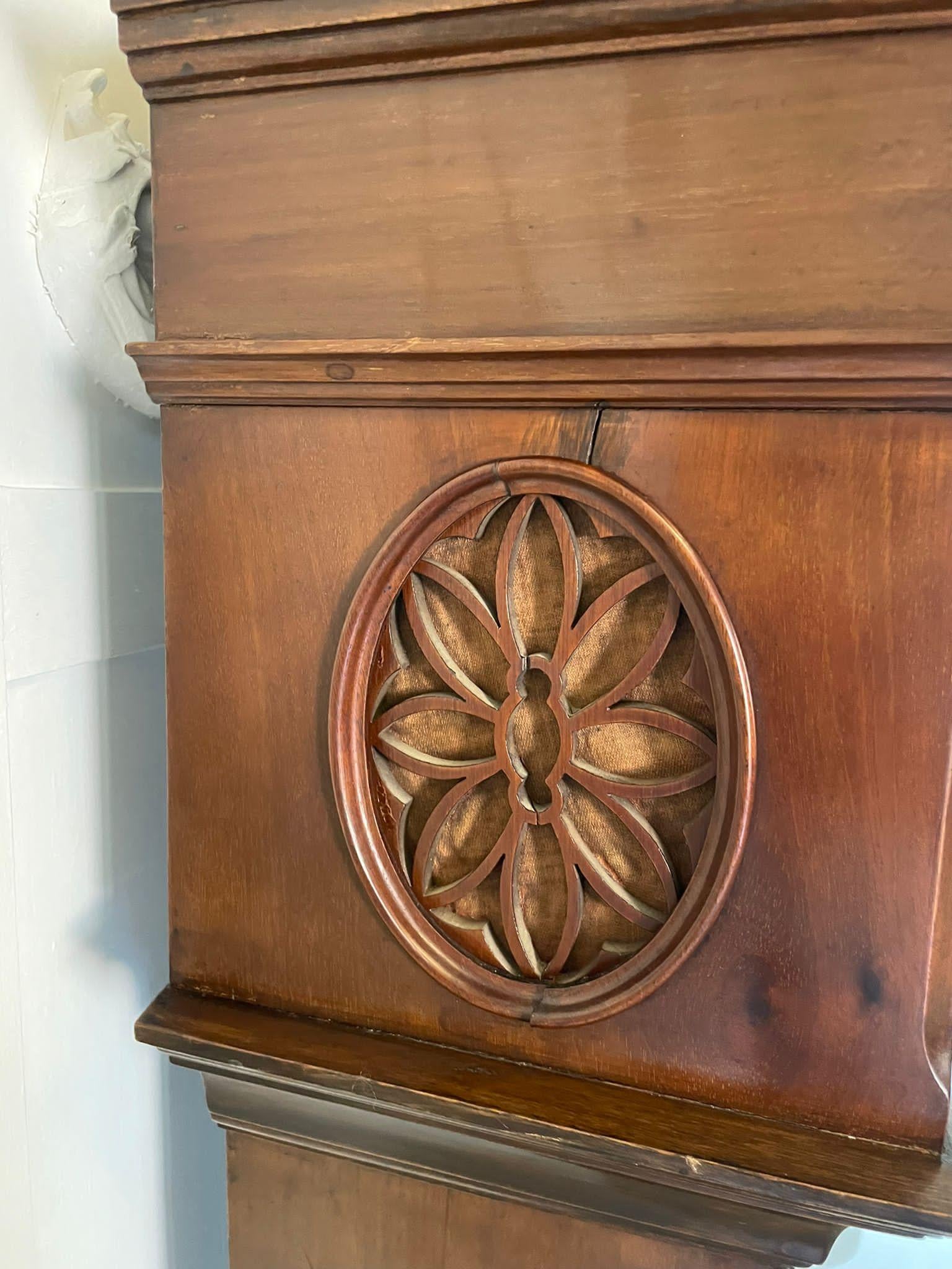 Unusual Antique Edwardian Quality Mahogany Marquetry Inlaid Grandmother Clock 1