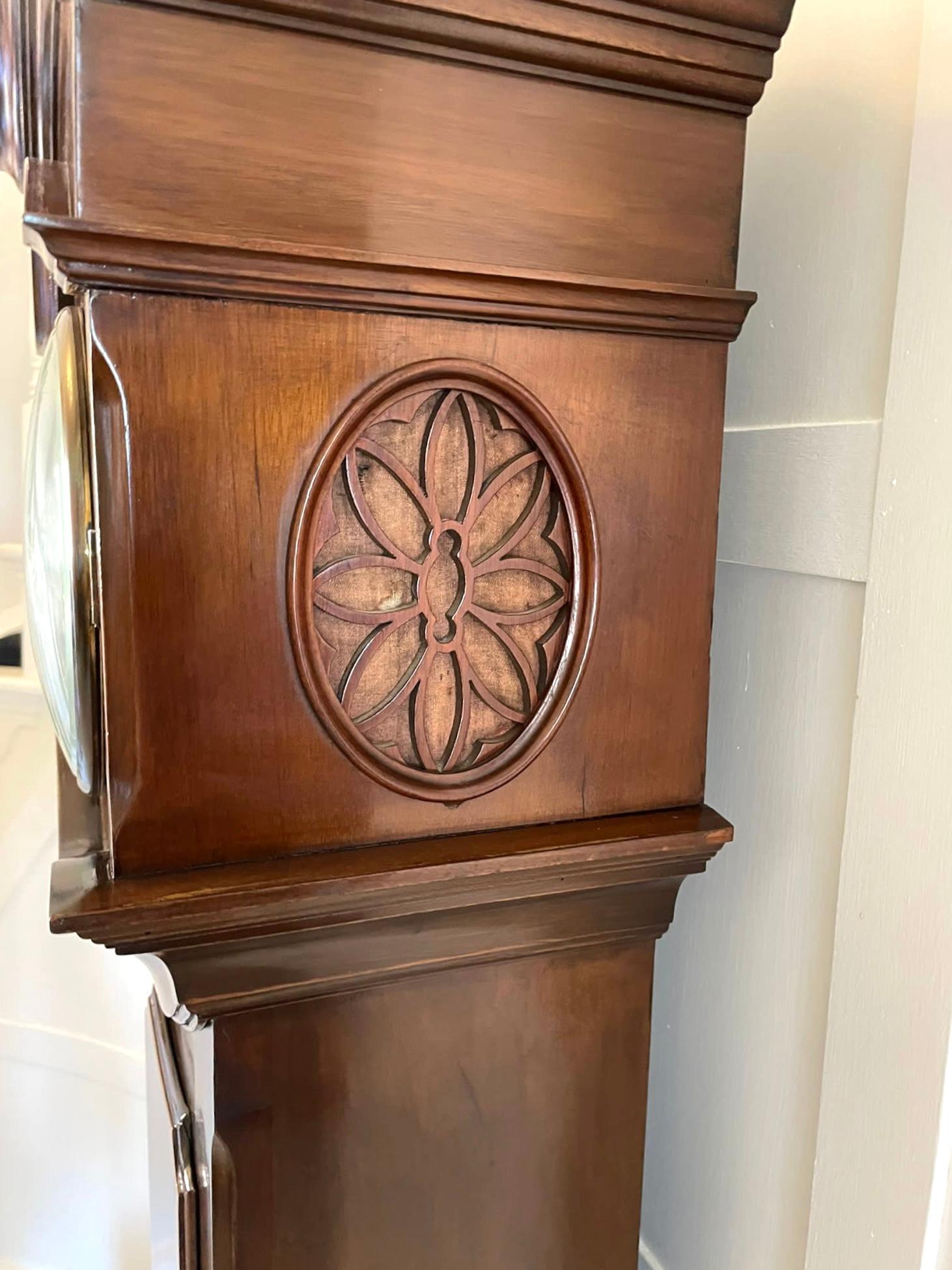 Unusual Antique Edwardian Quality Mahogany Marquetry Inlaid Grandmother Clock 5