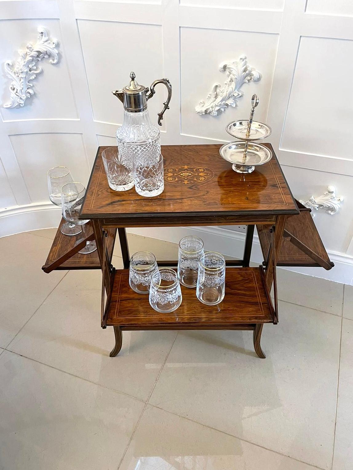 Édouardien Inhabituelle table centrale édouardienne ancienne de qualité en bois de rose incrusté en vente