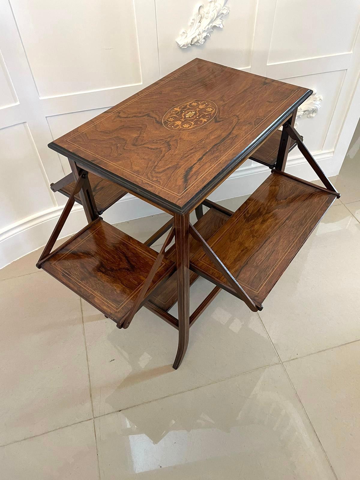 Unusual Antique Edwardian Quality Rosewood Inlaid Centre Table In Good Condition For Sale In Suffolk, GB