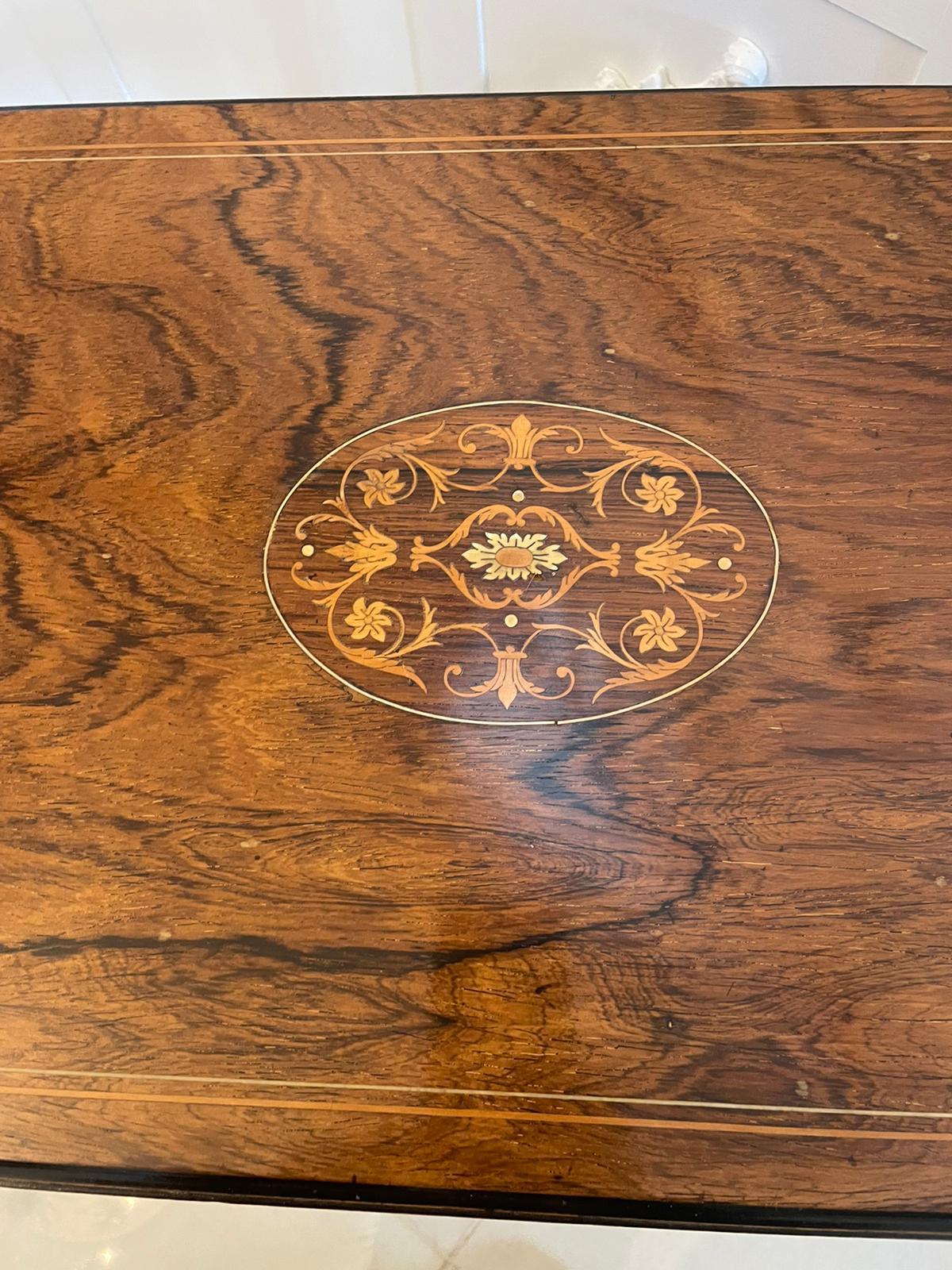 Unusual Antique Edwardian Quality Rosewood Inlaid Centre Table For Sale 2