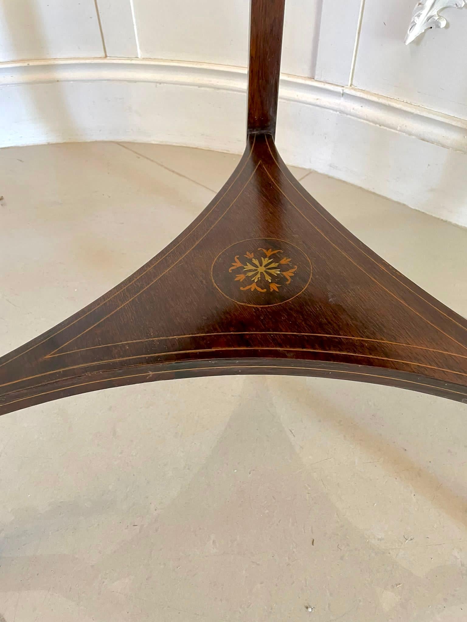 Unusual Antique Edwardian Quality Rosewood Inlaid Drop Leaf Centre Table In Good Condition For Sale In Suffolk, GB