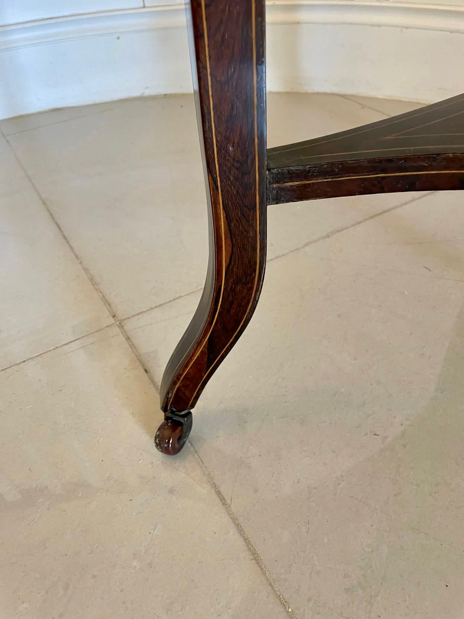 Unusual Antique Edwardian Quality Rosewood Inlaid Drop Leaf Centre Table For Sale 1