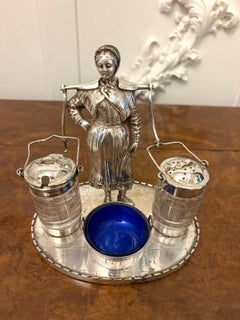 Unusual Antique Edwardian Quality Silver Plated Cruet Set