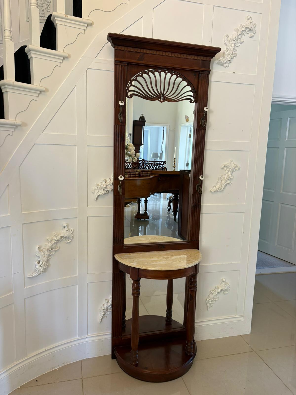 Unusual Antique Edwardian Quality Walnut Hall Stand In Good Condition For Sale In Suffolk, GB
