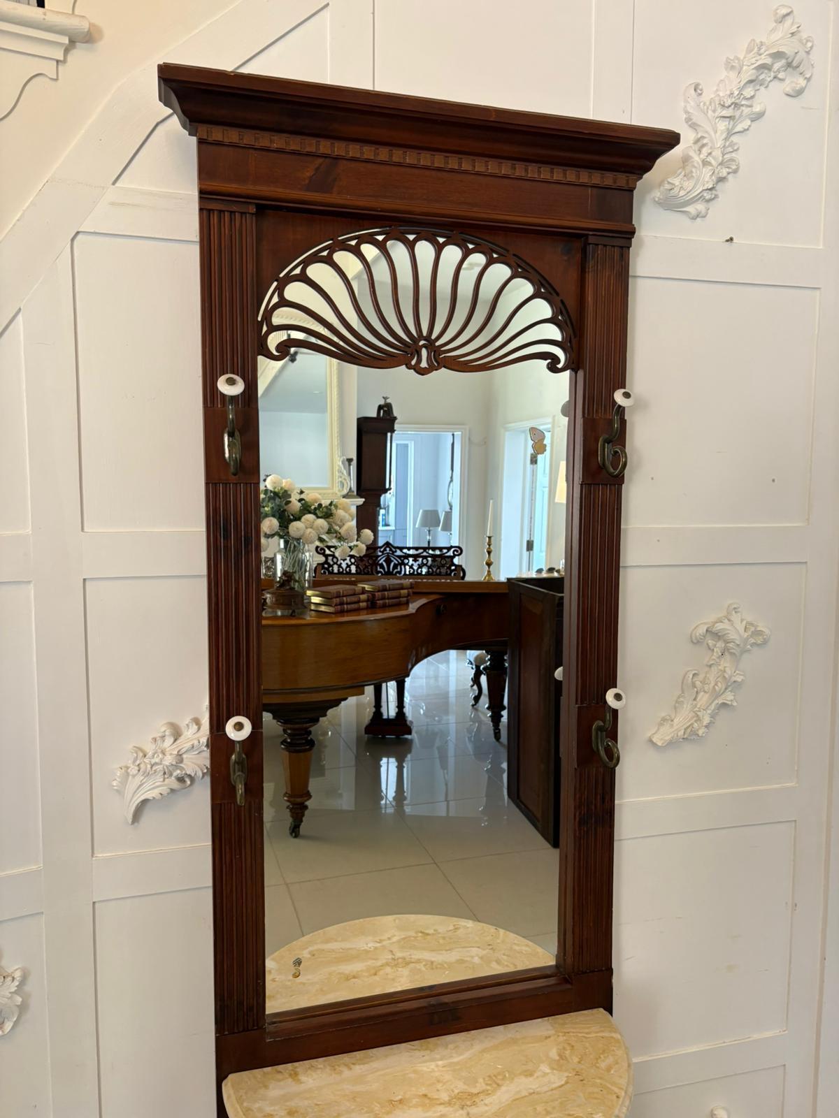 Unusual Antique Edwardian Quality Walnut Hall Stand For Sale 3