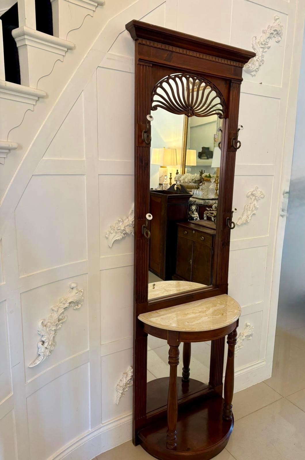 Unusual Antique Edwardian Quality Walnut Hall Stand For Sale 4
