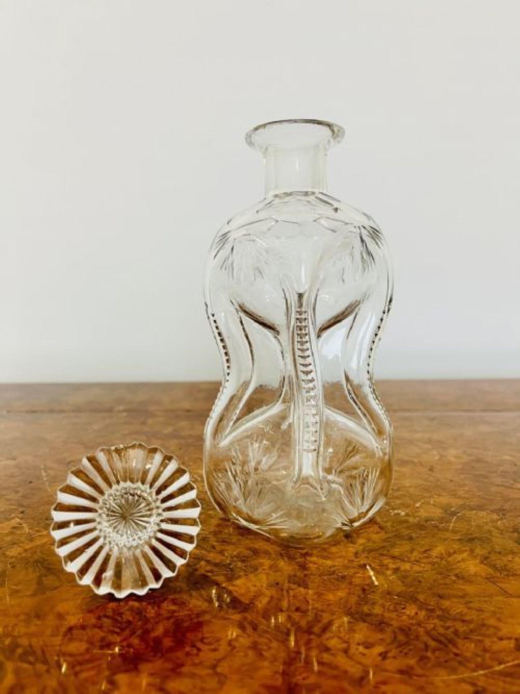 Unusual antique Edwardian shaped whisky decanter having a lovely shaped decanter with the original stopper 