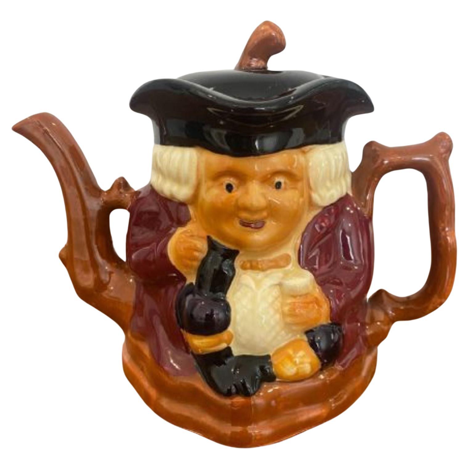 Unusual Antique Edwardian Toby Jug Teapot For Sale