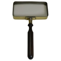 Unusual Antique English Brass and Ebony Magnifying Glass, circa 1900