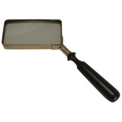 Unusual Antique English Brass and Ebony Magnifying Glass, circa 1900