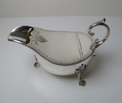 Unusual Antique English Silver Plated Spoon Warmer c.1880, Sauce Boat Shaped