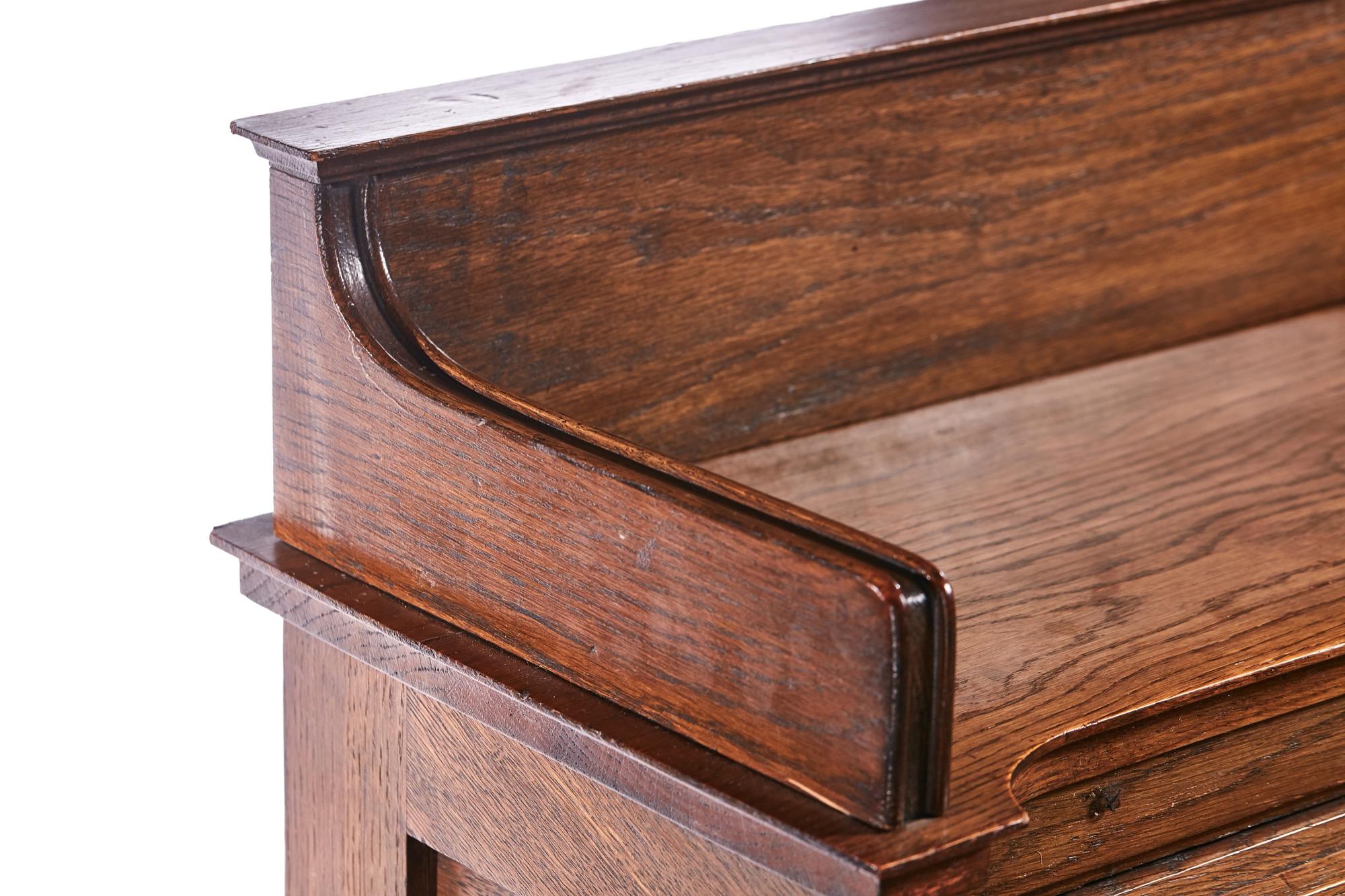 Unusual Antique Freestanding Oak Roll Top Desk 1