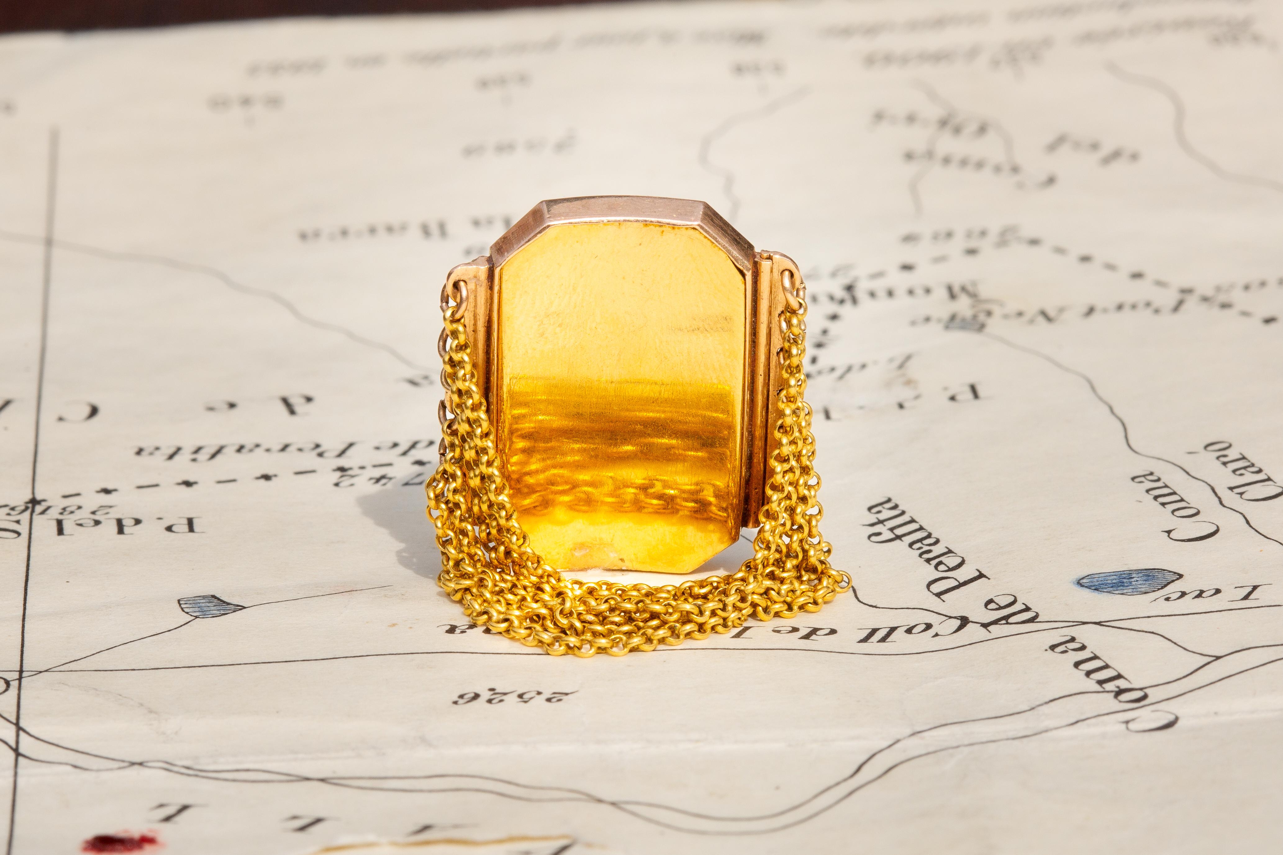 Ungewöhnliche antike Französisch 18K Gold Portrait Miniature Ring 18. Jahrhundert Belcher  im Angebot 8