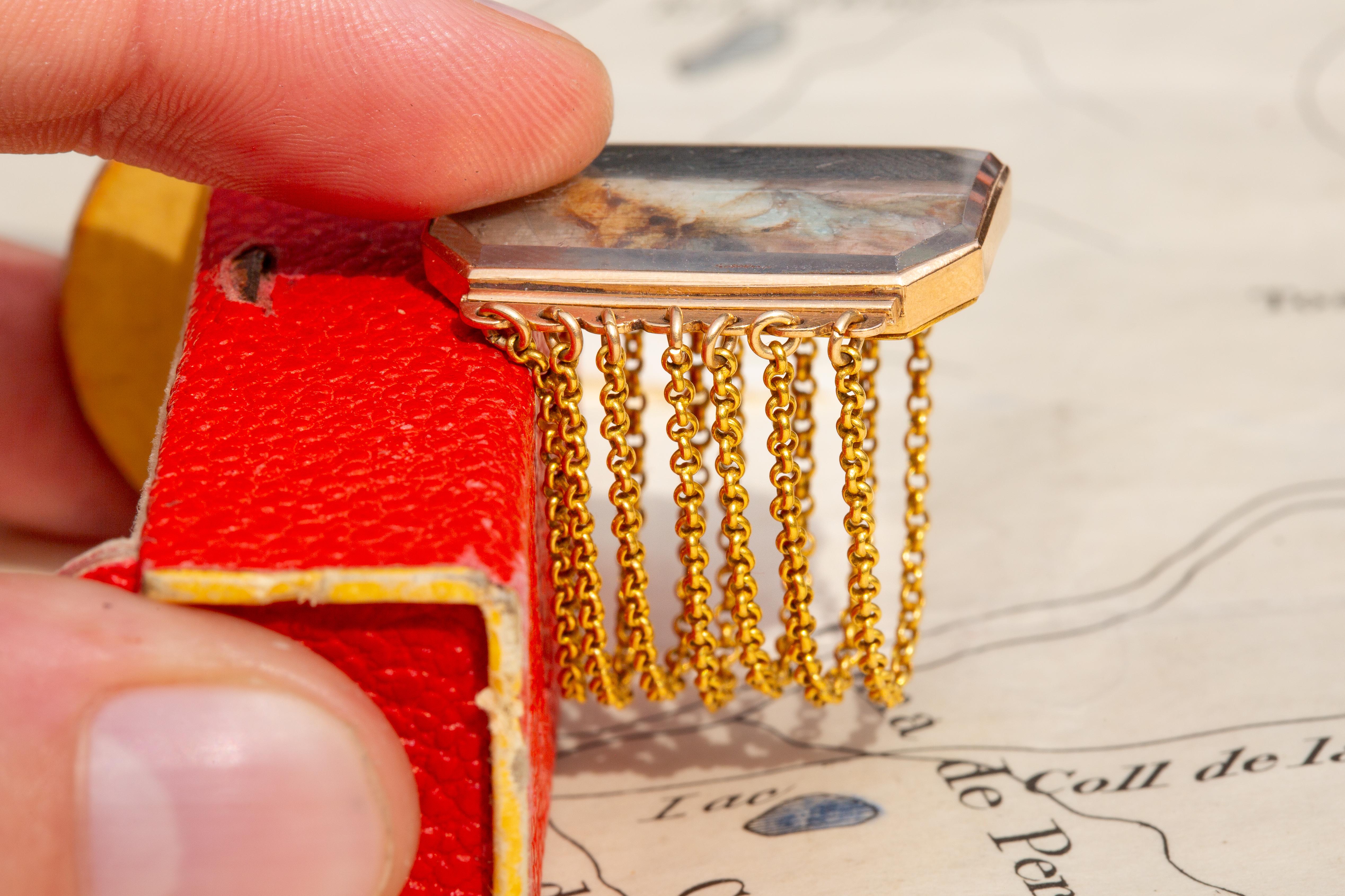 Ungewöhnliche antike Französisch 18K Gold Portrait Miniature Ring 18. Jahrhundert Belcher  im Angebot 3