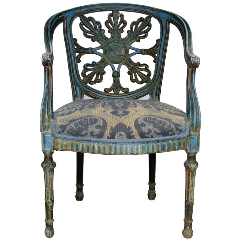Unusual Antique French Armchair with Fraternal Symbols at 1stDibs