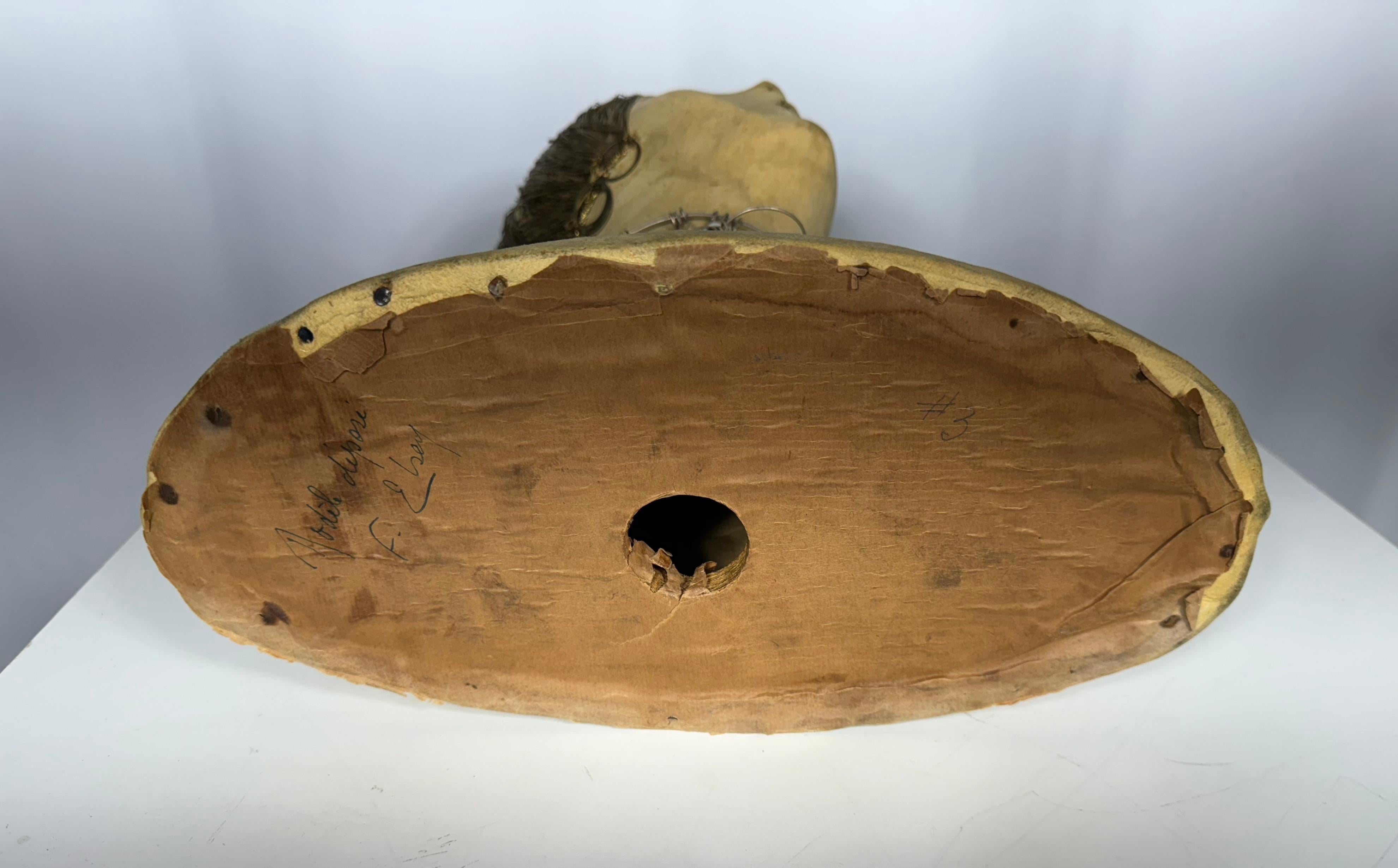 Cabeza de maniquí de exposición inusual Antique / French Art Deco 1920s/Pelo de hilo de latón Latón en venta