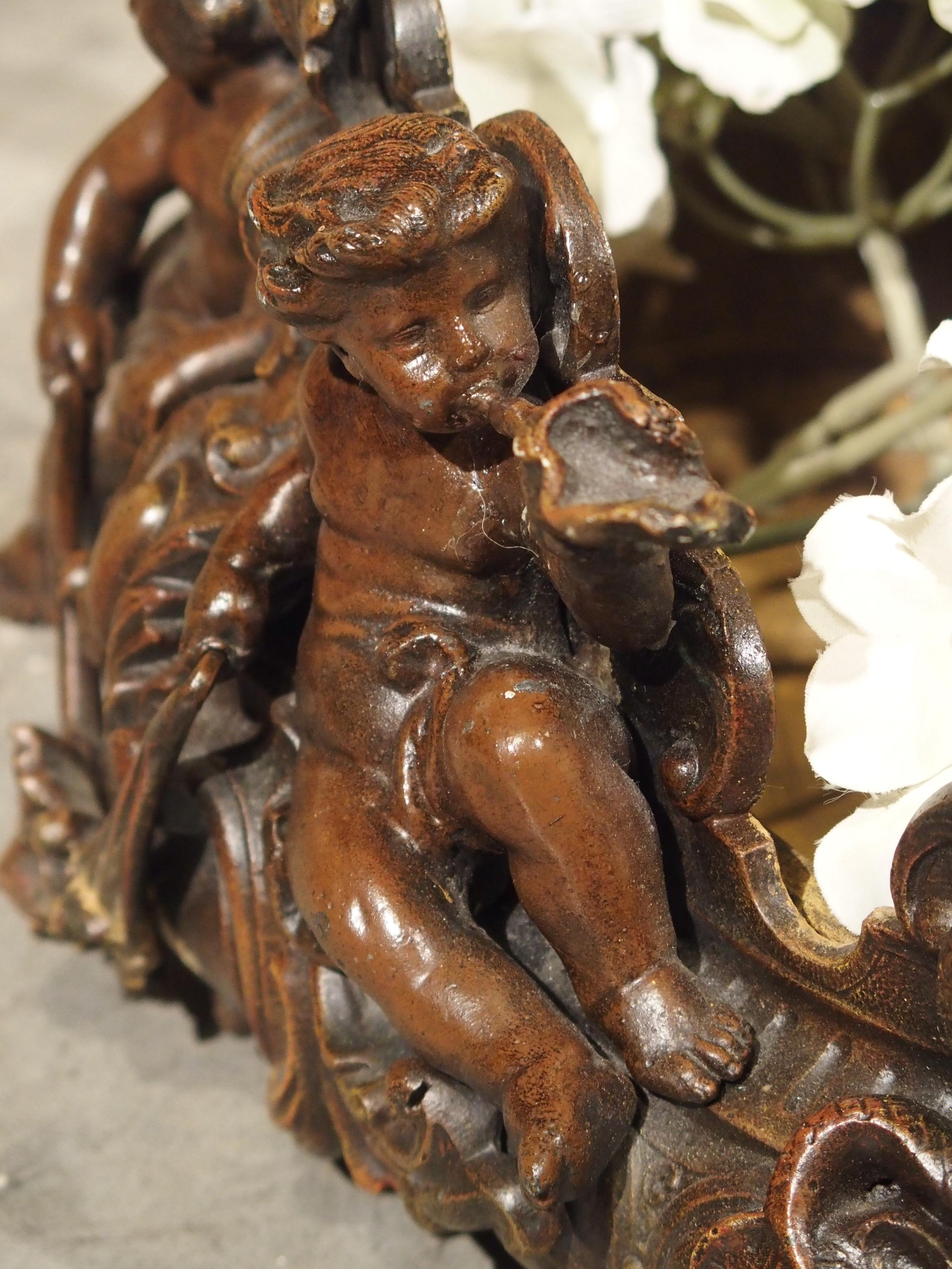 Unusual Antique French Bronze Jardinière with Putti and Mythological Hippocampi 10