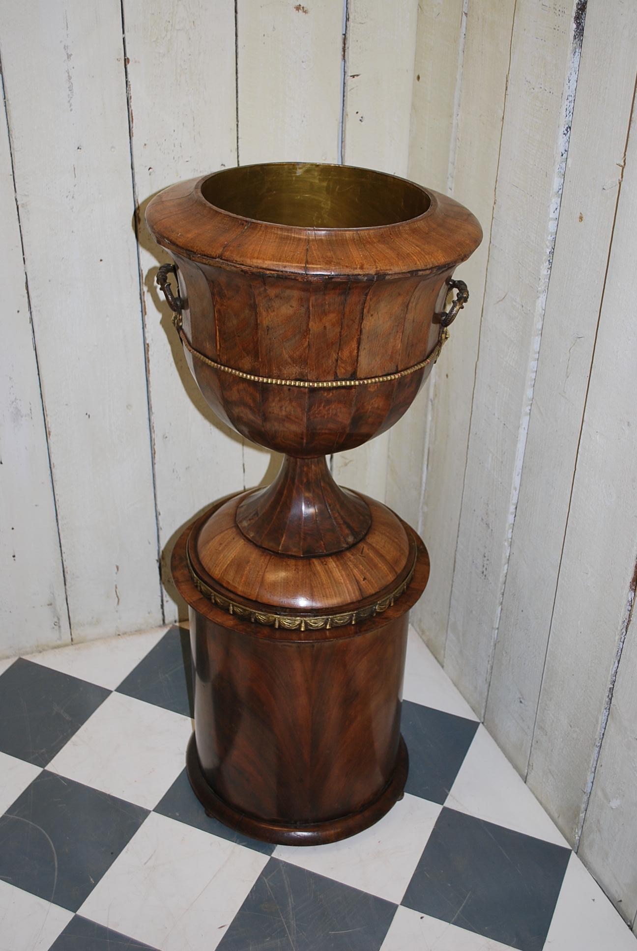 Classical Roman Unusual antique French classical mahogany  Urn Jardinière / Wine Cooler For Sale