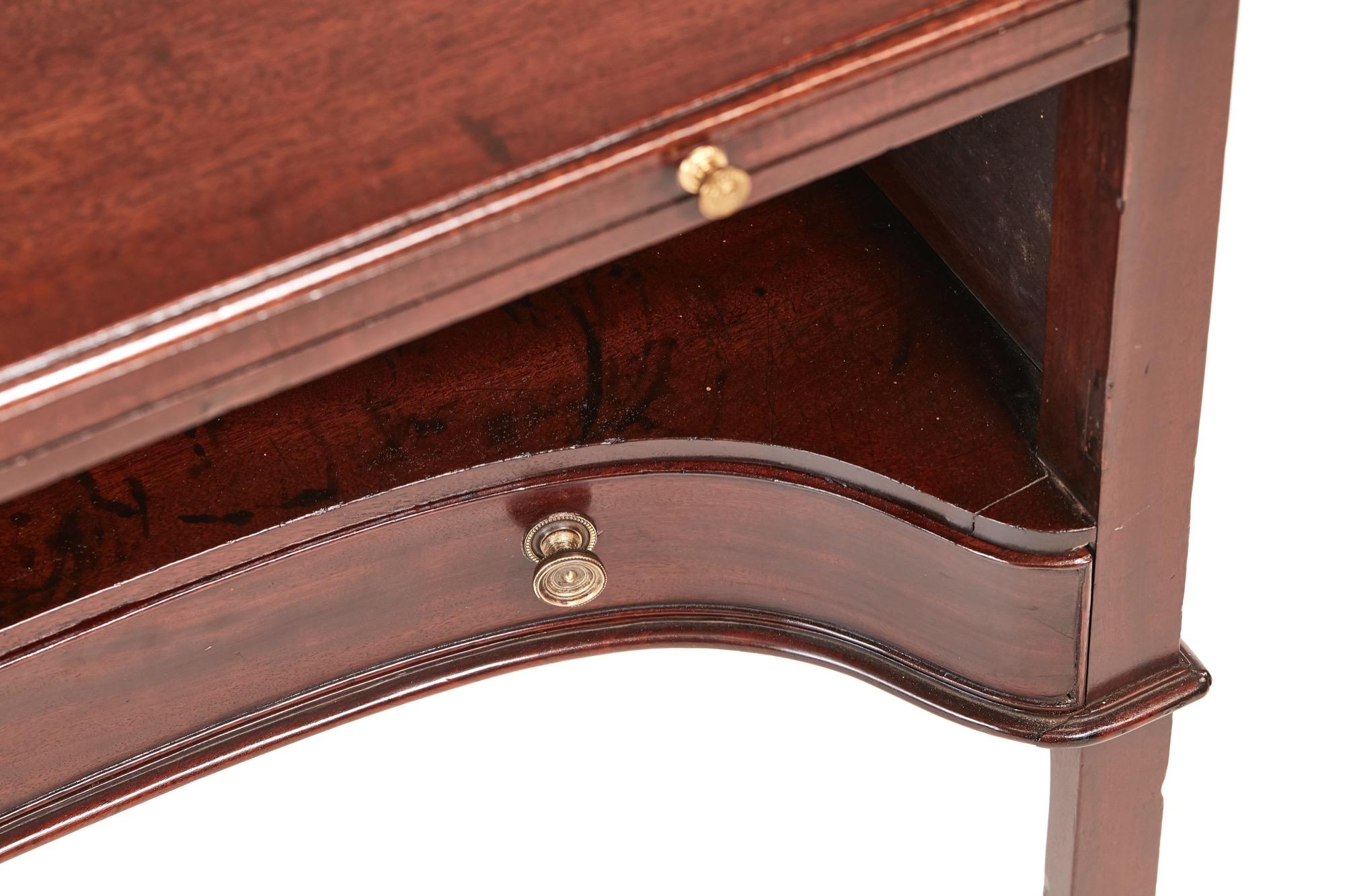 Chamfered Unusual Antique George III Mahogany Silver or Bedside Table