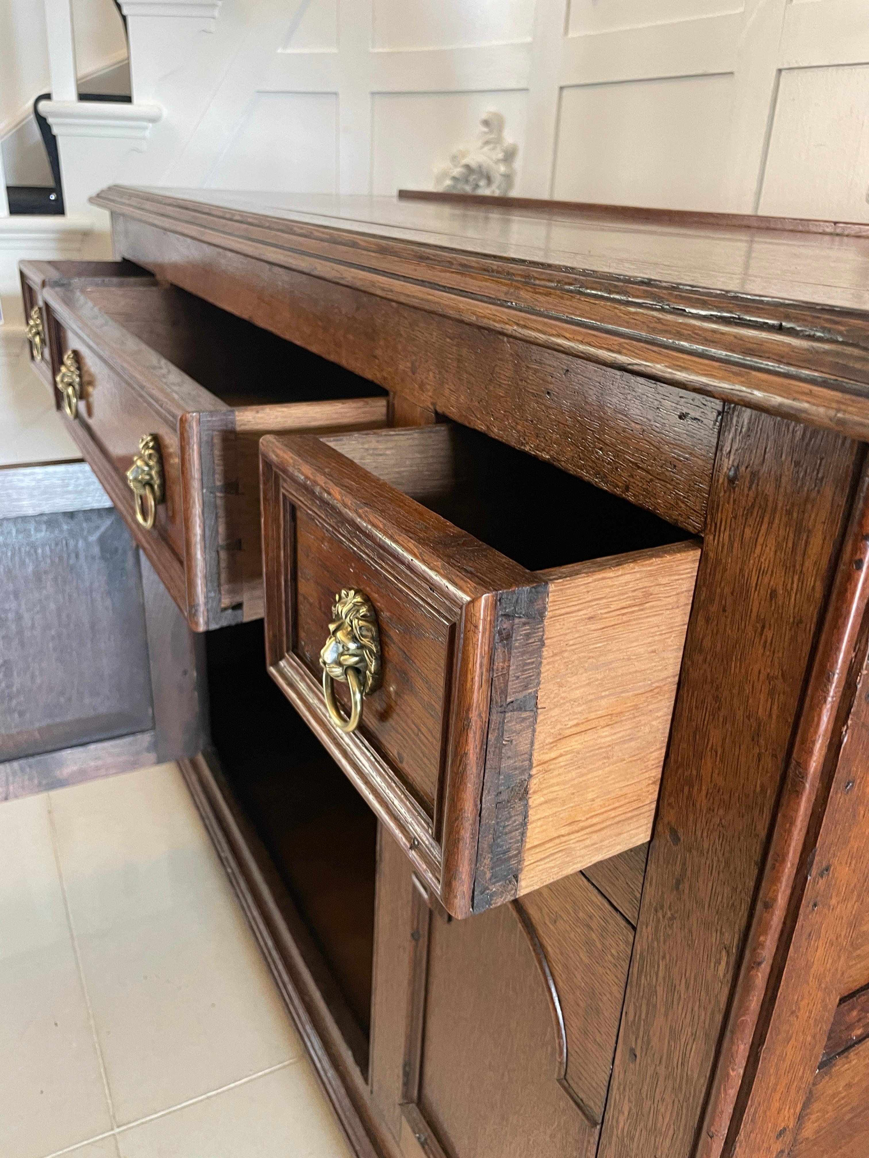 Unusual Antique George III Quality Oak Dresser Base 8