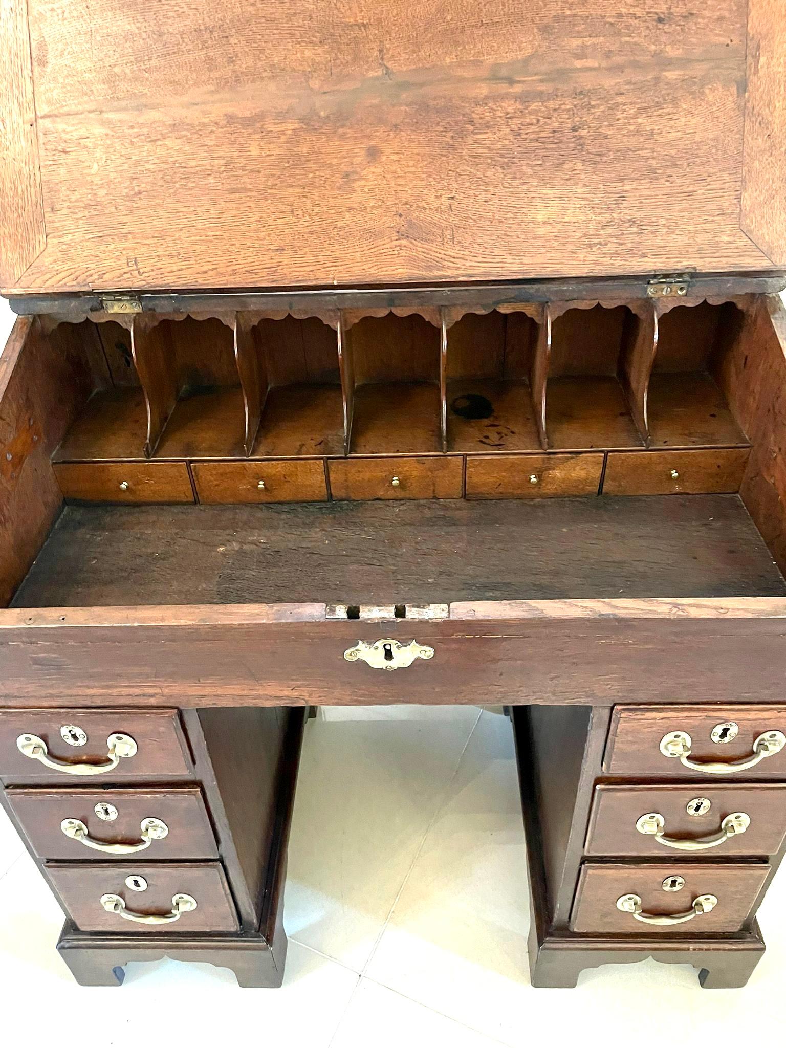 Unusual Antique George lII Mahogany and Oak Desk For Sale 7