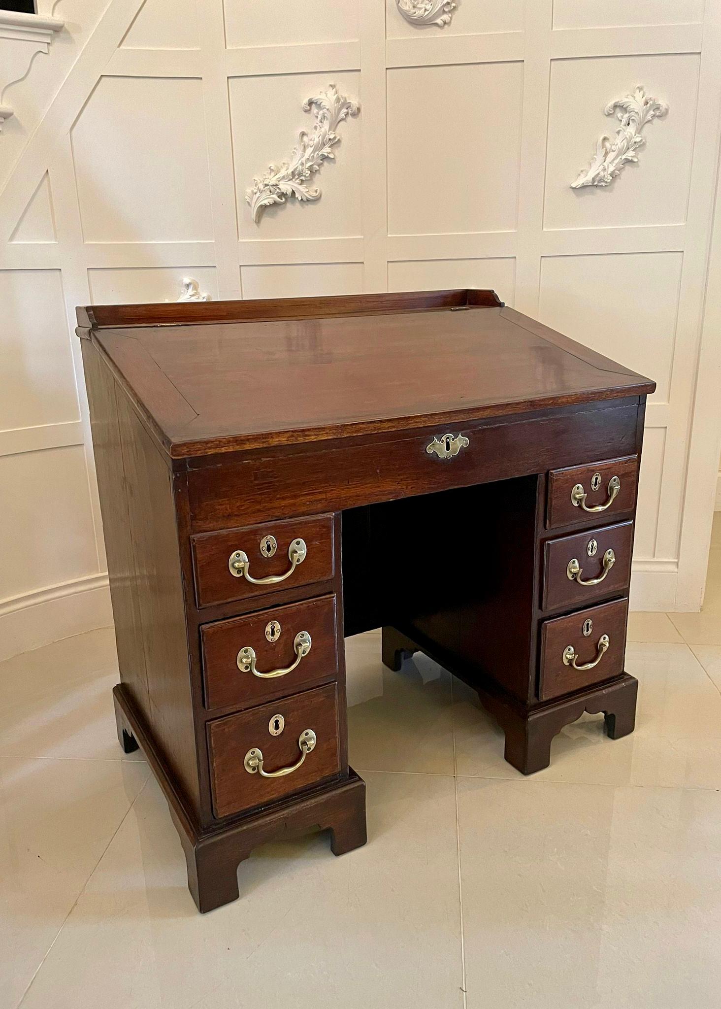 Unusual Antique George lII Mahogany and Oak Desk For Sale 10