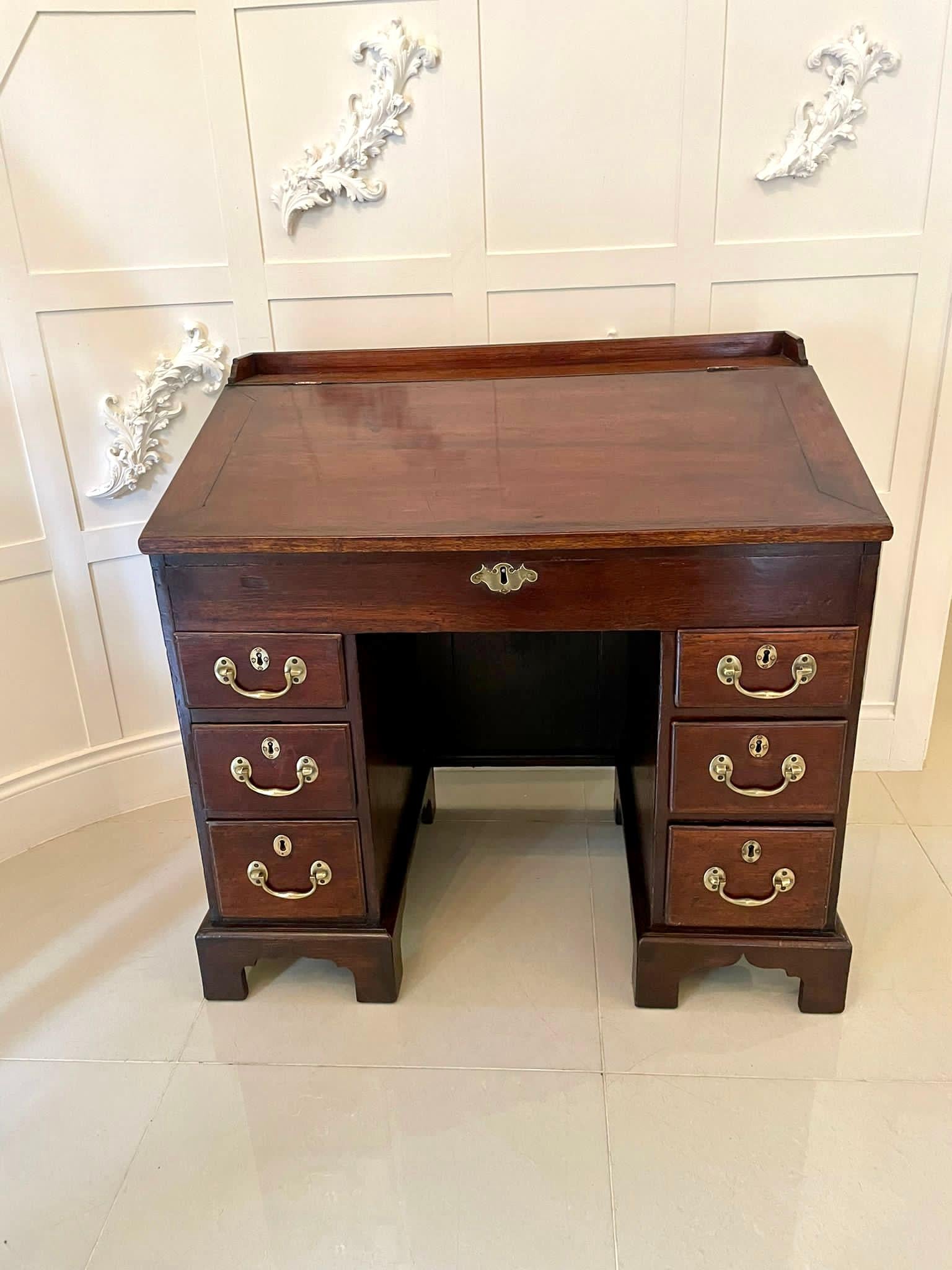 Unusual Antique George lII Mahogany and Oak Desk For Sale 11