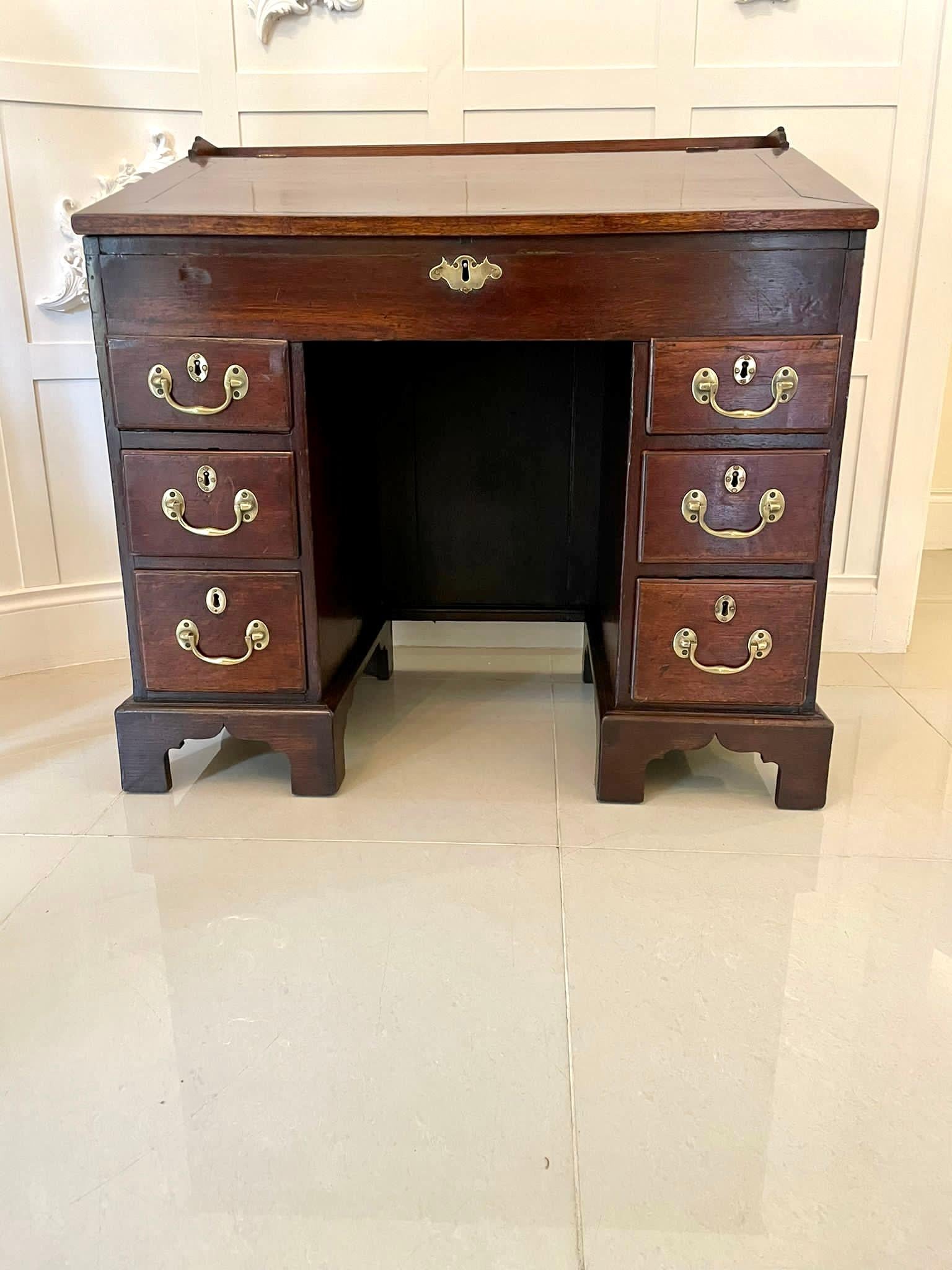 Unusual Antique George lII Mahogany and Oak Desk For Sale 14