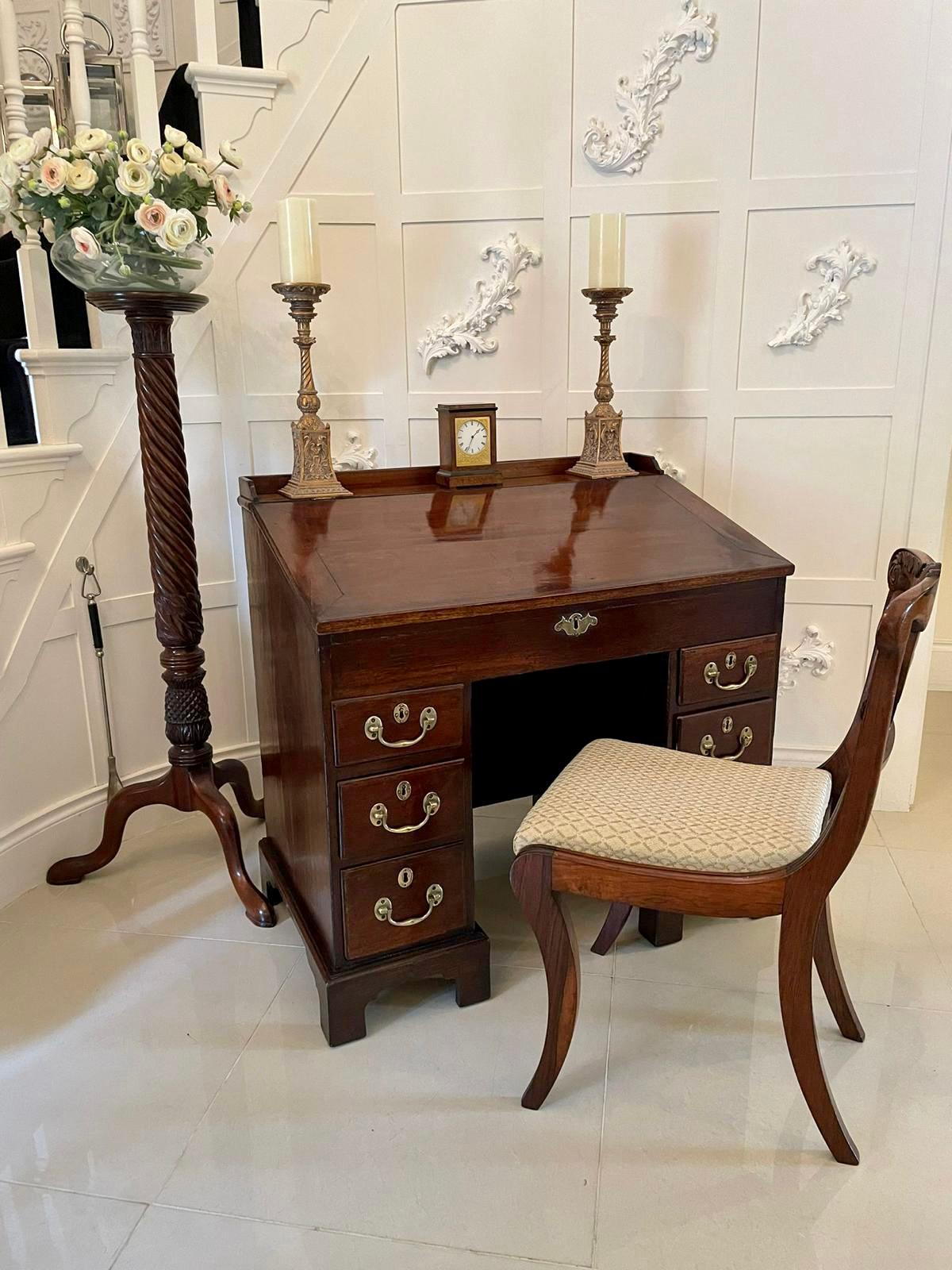 European Unusual Antique George lII Mahogany and Oak Desk For Sale