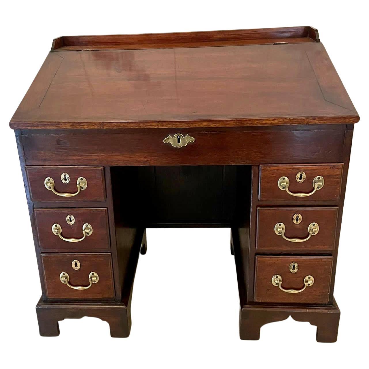 Unusual Antique George lII Mahogany and Oak Desk For Sale