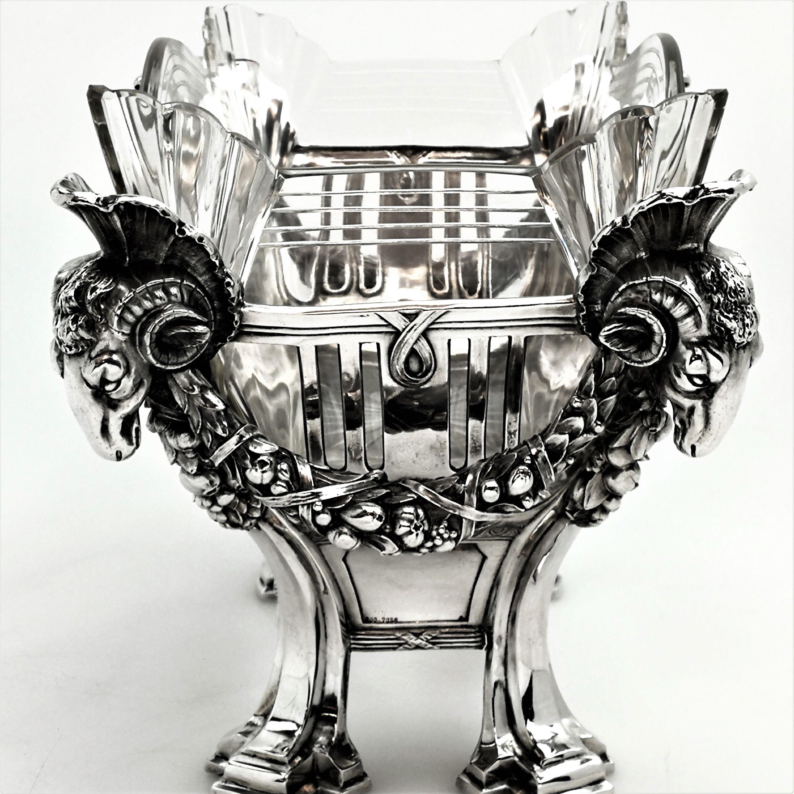 Unusual Antique German Silver Dish / Centrepiece / Jardinière / Bowl c. 1905 1