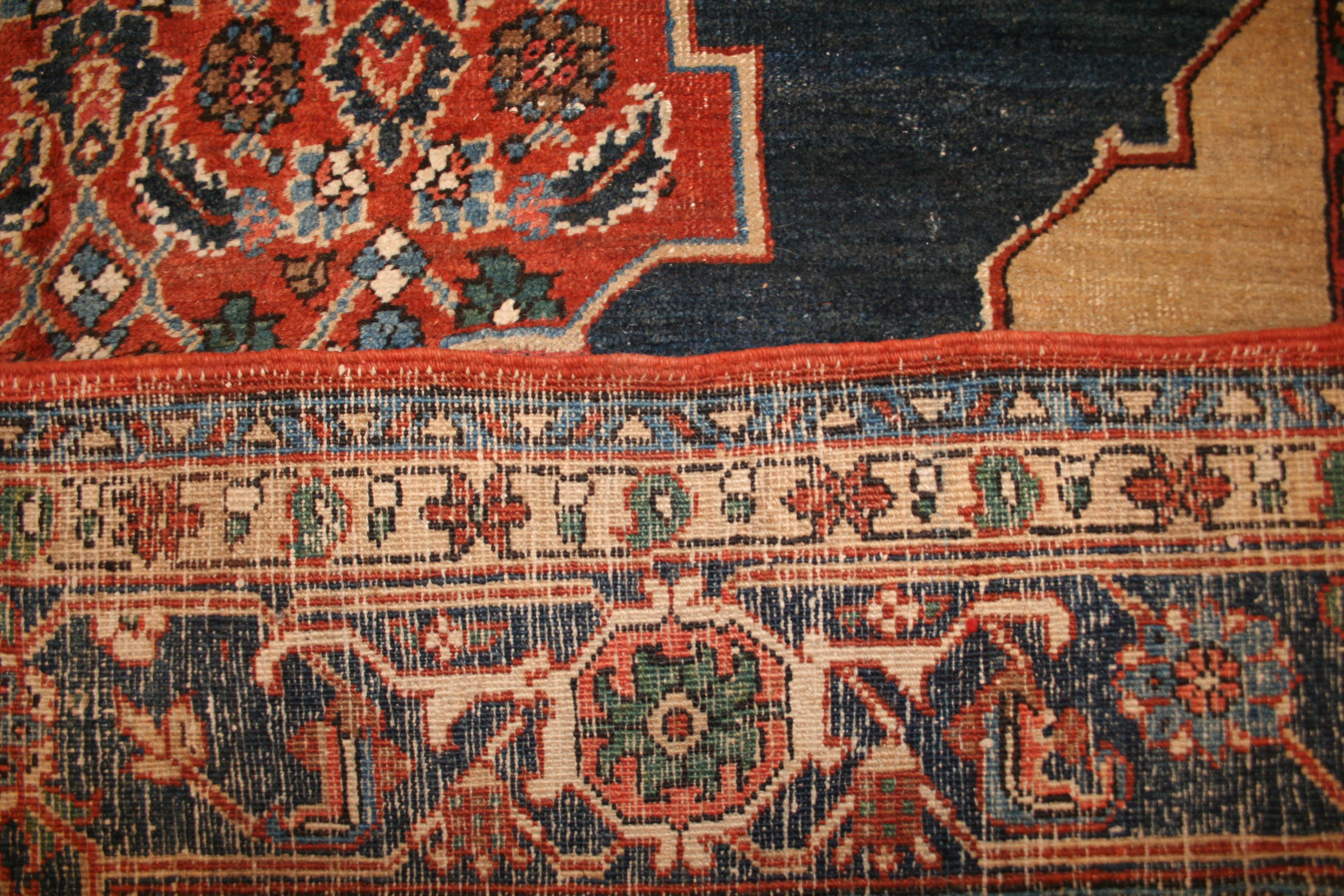 Early 20th Century Unusual Antique Heriz Rug with Sampler Design in Rare Size For Sale