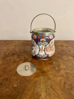 Unusual antique Japanese imari biscuit barrel