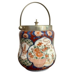 Unusual antique Japanese imari biscuit barrel