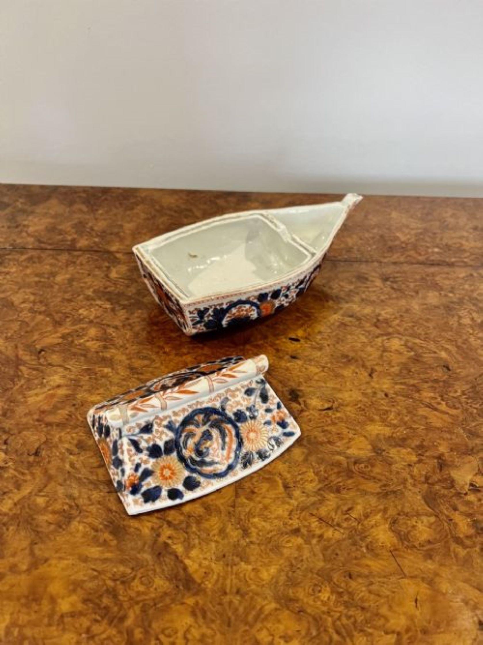 20th Century Unusual antique Japanese imari quality boat shaped dish  For Sale