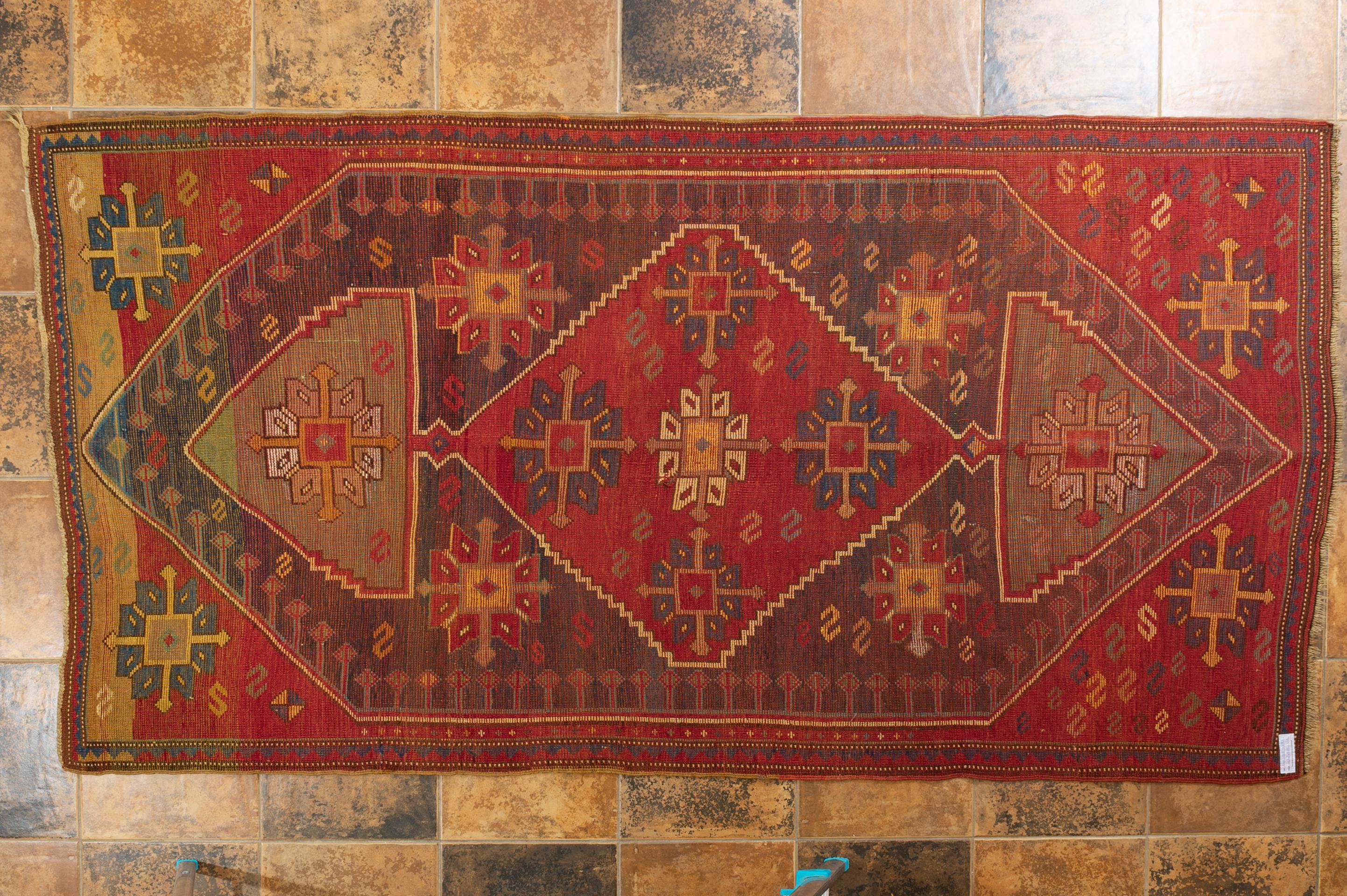 Ungewöhnliche antike KAZAK kaukasischen Teppich (Sonstiges) im Angebot
