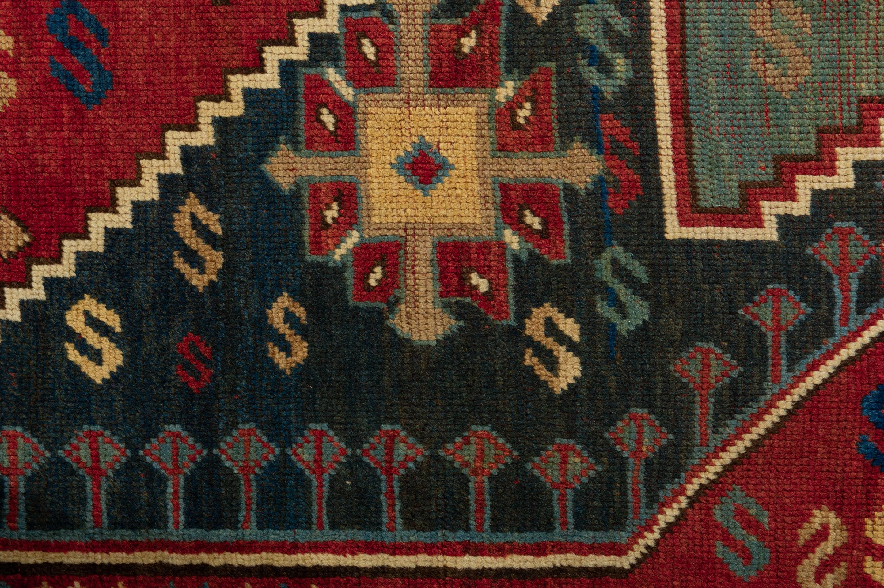 Hand-Woven Unusual Antique KAZAK Caucasian Carpet For Sale