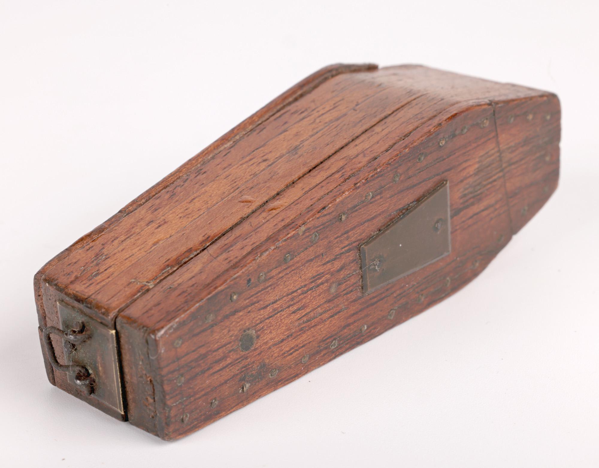 Unusual Antique Late Victorian Wooden Novelty Coffin Snuff Box 4