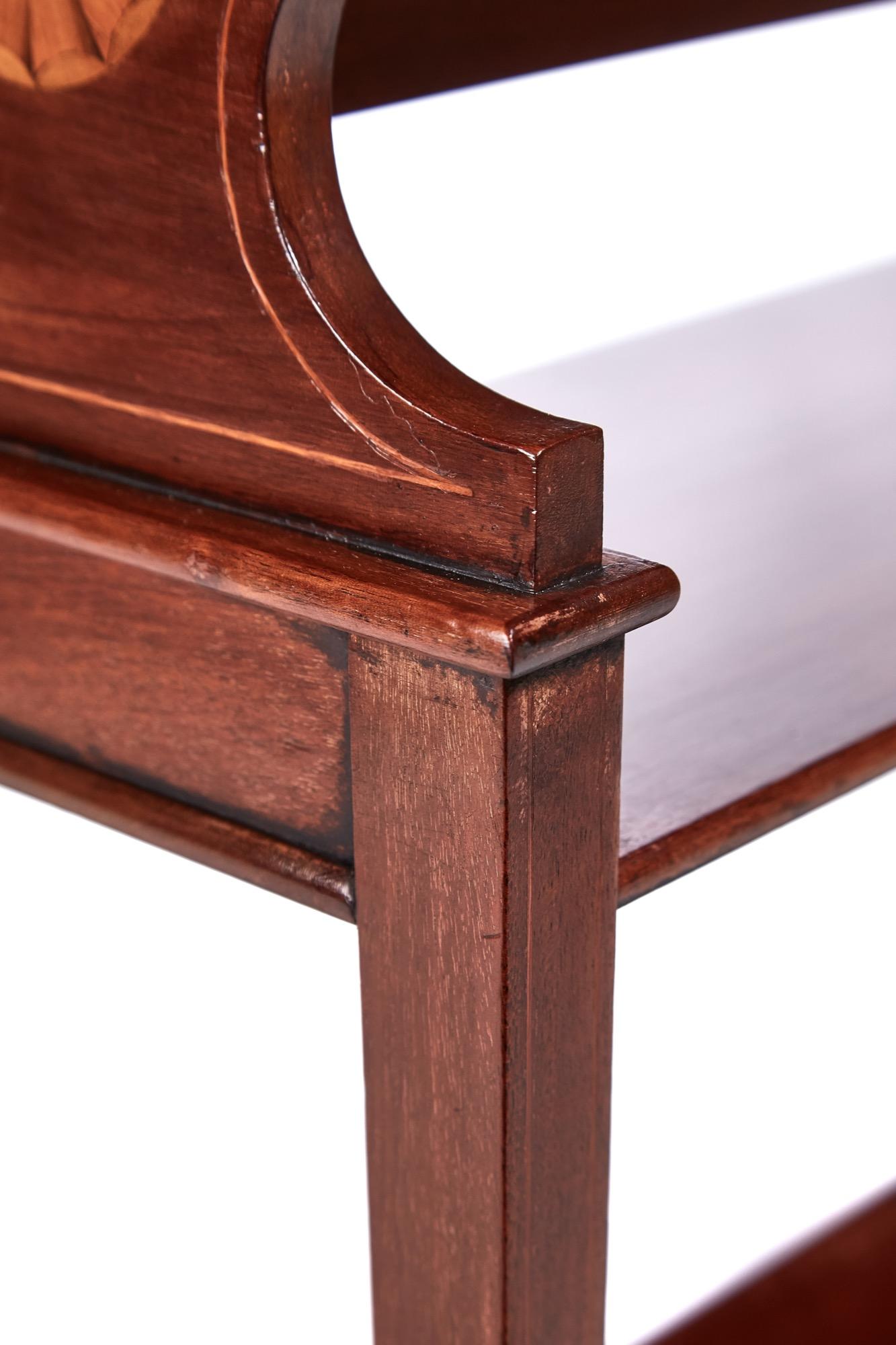 Unusual Antique Mahogany Inlaid Book Trough 1