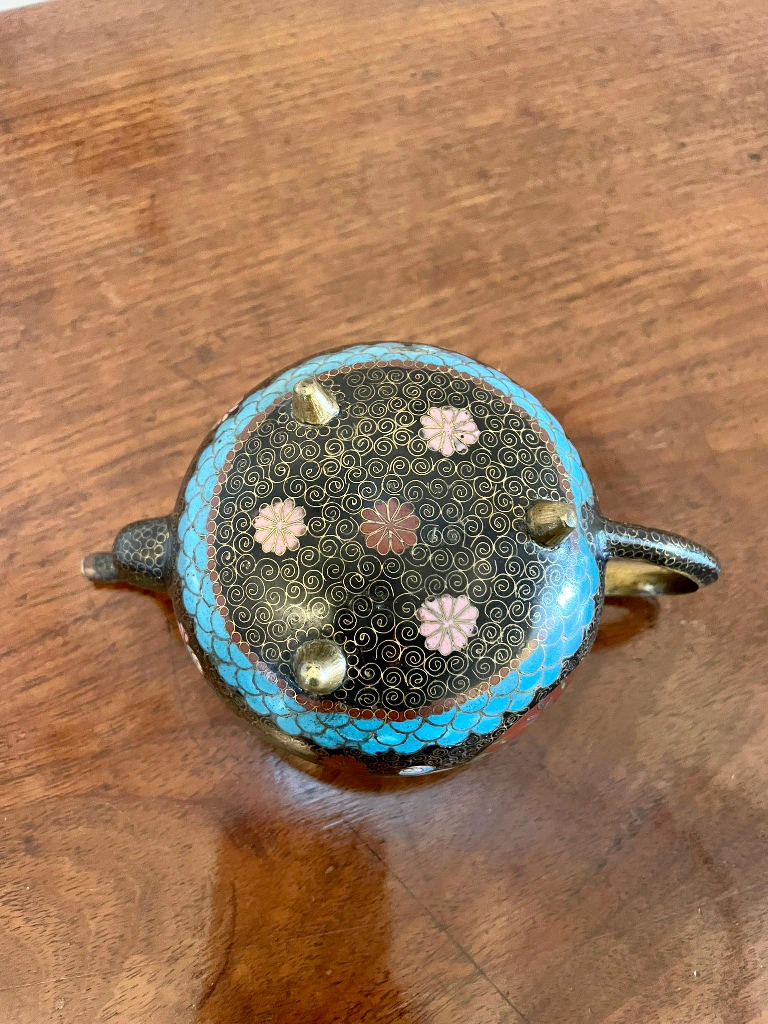 20th Century Unusual Antique Miniature Japanese Cloisonné Teapot